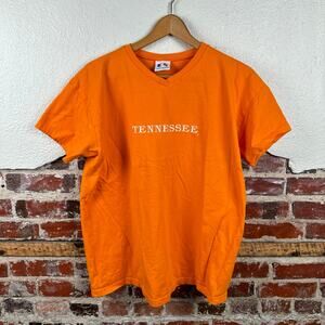 Vintage Tennessee Vols Shirt Large Orange Short Sleeve V Neck Embroidered NCAA